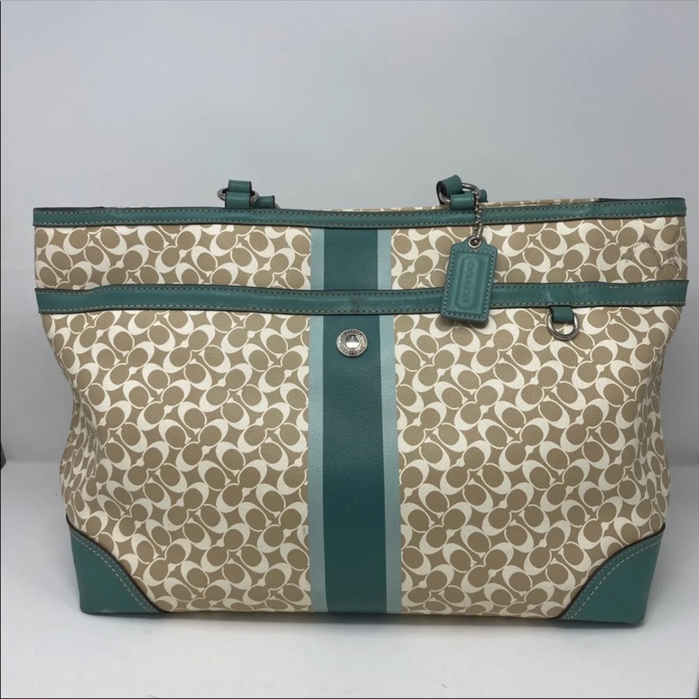 COACH TIFFANY GREEN LARGE TOTE